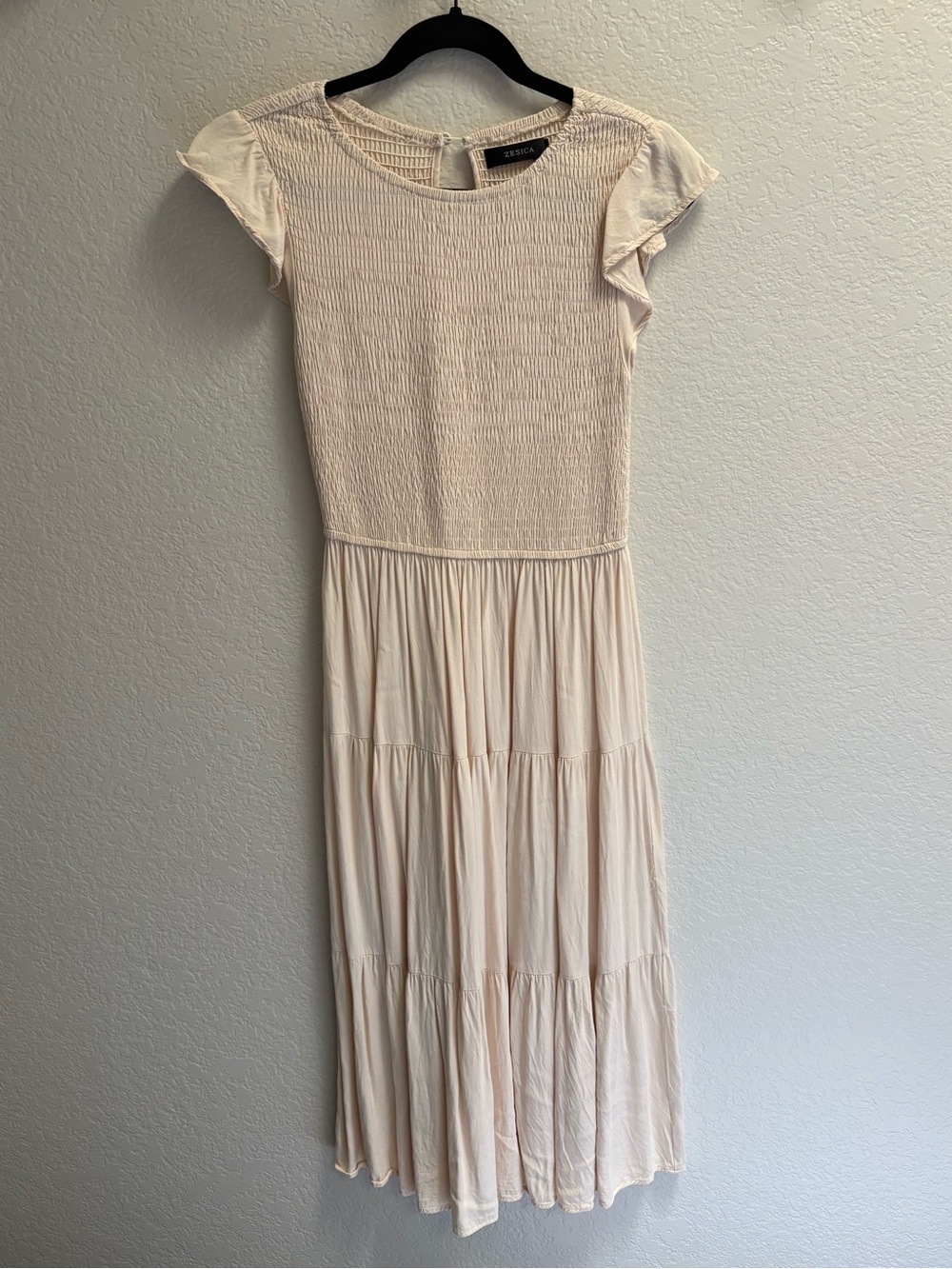 Cream Tiered Maxi Dress with Smocked Bodice